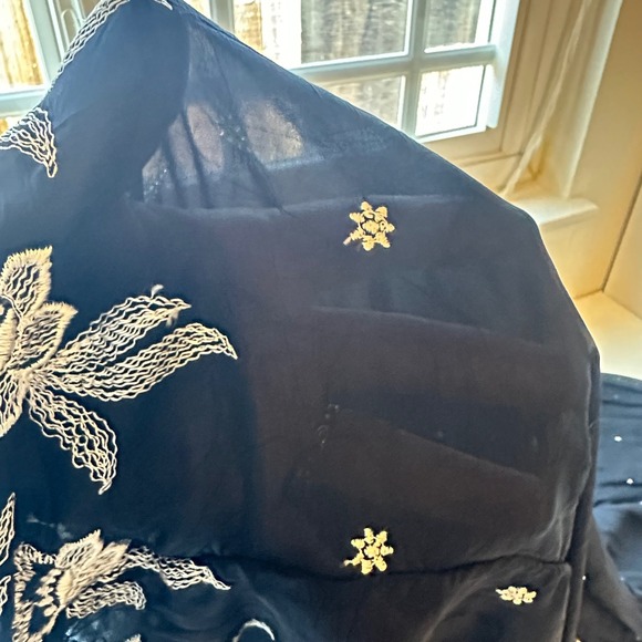 Vtg Biya Johnny Was Sheer Embroidered Midi Skirt Black Boho Y2K Festival Size S - Picture 3 of 6